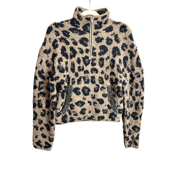 SKIMS Sweaters - Skims Cozy Half Zip Pullover Leopard Size S/M Animal Fluffy Fuzzy 2000s Y2K